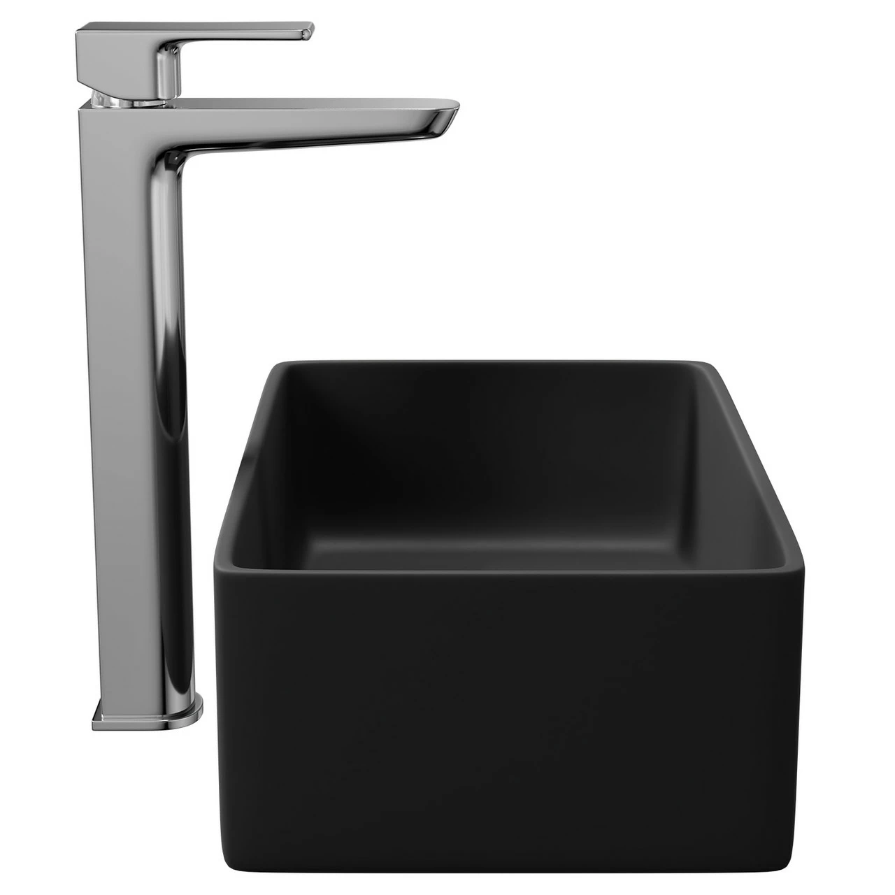 Amadora Matt Black 360mm X 230mm Small Rectangular Countertop Basin - Image 4