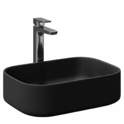 Amadora Matt Black 455mm X 325mm Square Countertop Basin 10 Amadora Matt Black 455mm X 325mm Square Countertop Basin -Bathroom Products Sales Store amadora matt black 455mm x 325mm square countertop basin left 57540.1664547697