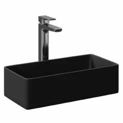 Amadora Matt Black 460mm X 230mm Rectangular Countertop Basin -Bathroom Products Sales Store amadora matt black 460mm x 230mm rectangular countertop basin left 52475.1664549711