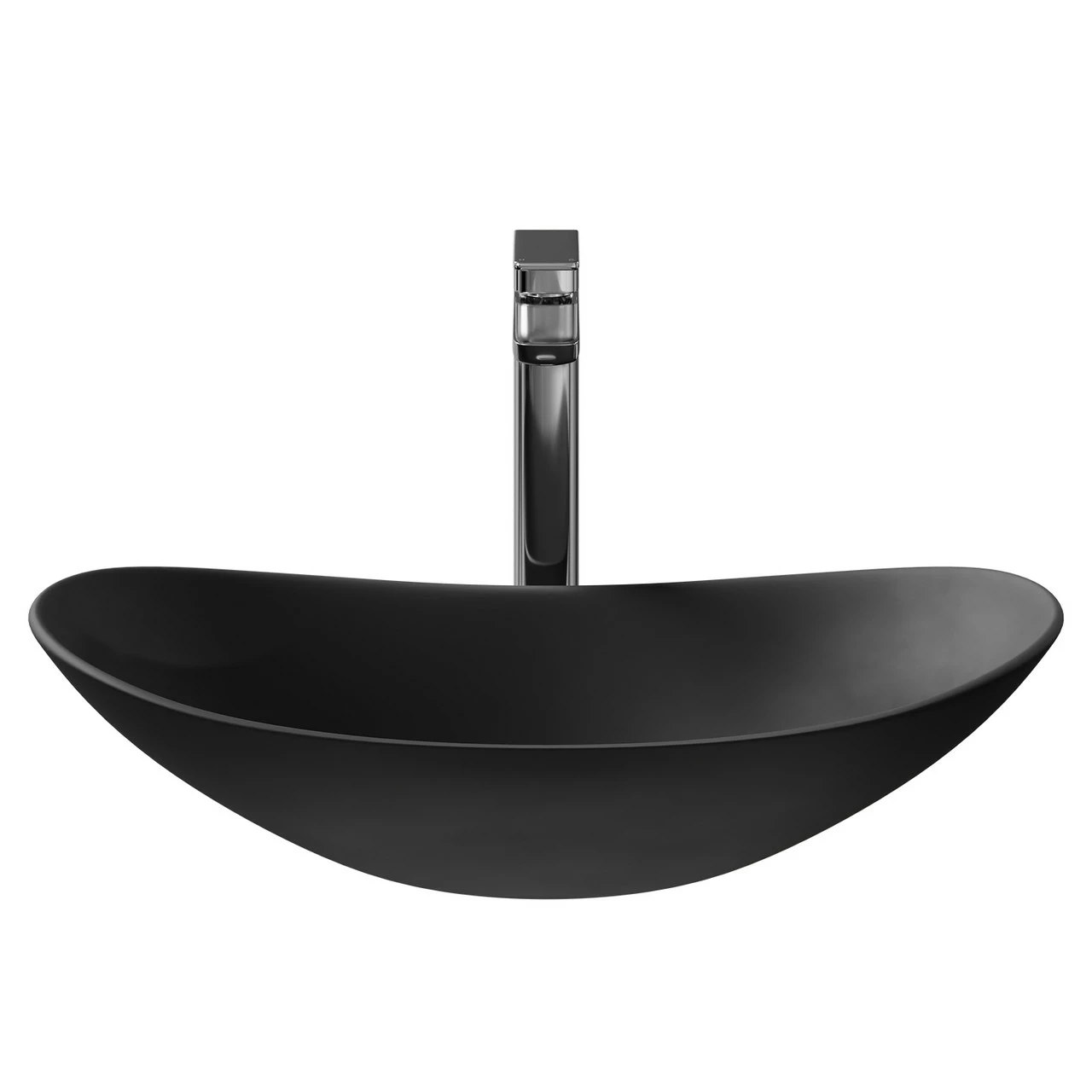 Amadora Matt Black 615mm X 360mm Ellipse Countertop Basin - Image 2