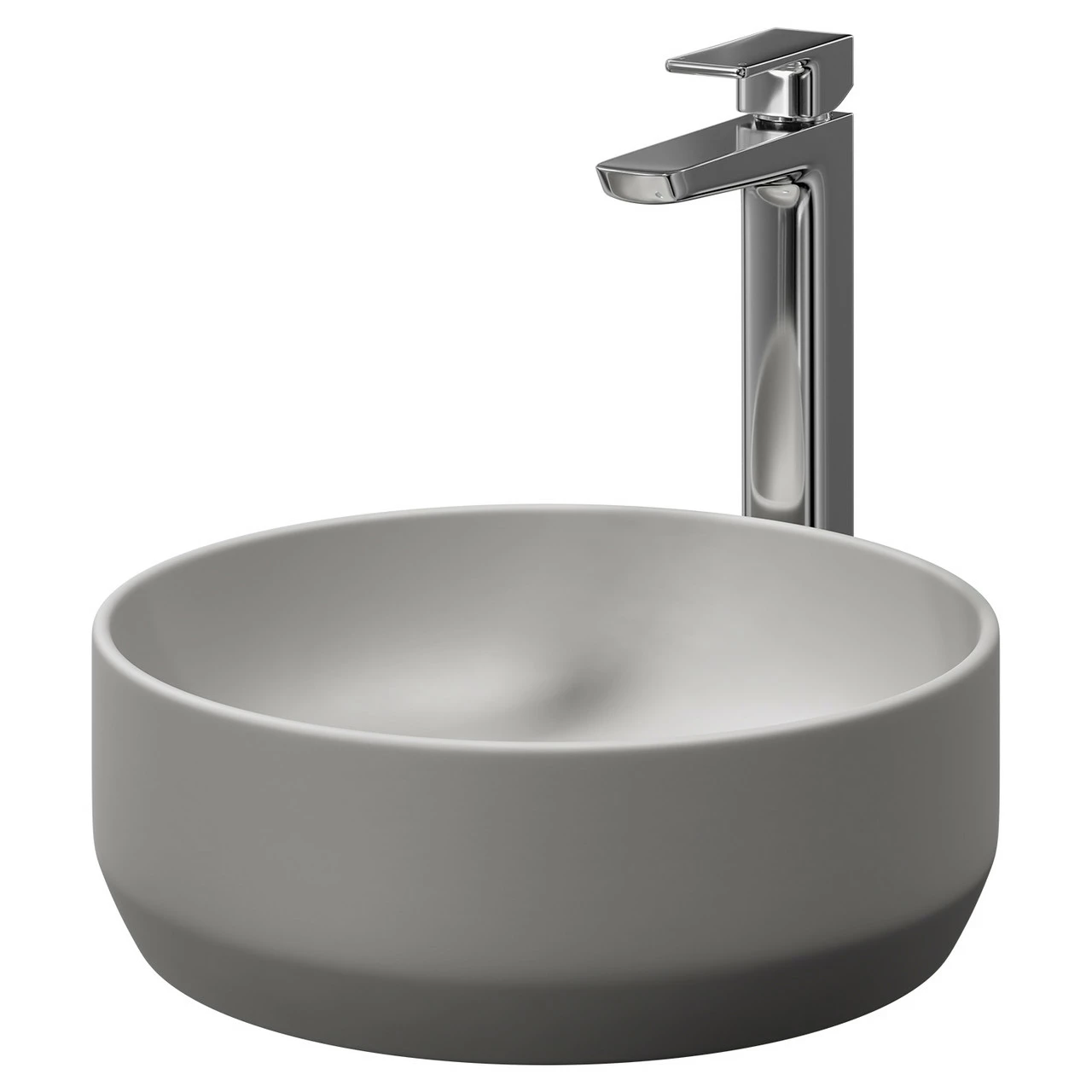 Amadora Matt Grey 350mm X 350mm Round Countertop Basin 3 Amadora Matt Grey 350mm X 350mm Round Countertop Basin