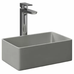 Amadora Matt Grey 360mm X 230mm Small Rectangular Countertop Basin 10 Amadora Matt Grey 360mm X 230mm Small Rectangular Countertop Basin -Bathroom Products Sales Store amadora matt grey 360mm x 230mm small rectangular countertop basin left 11327.1664550336