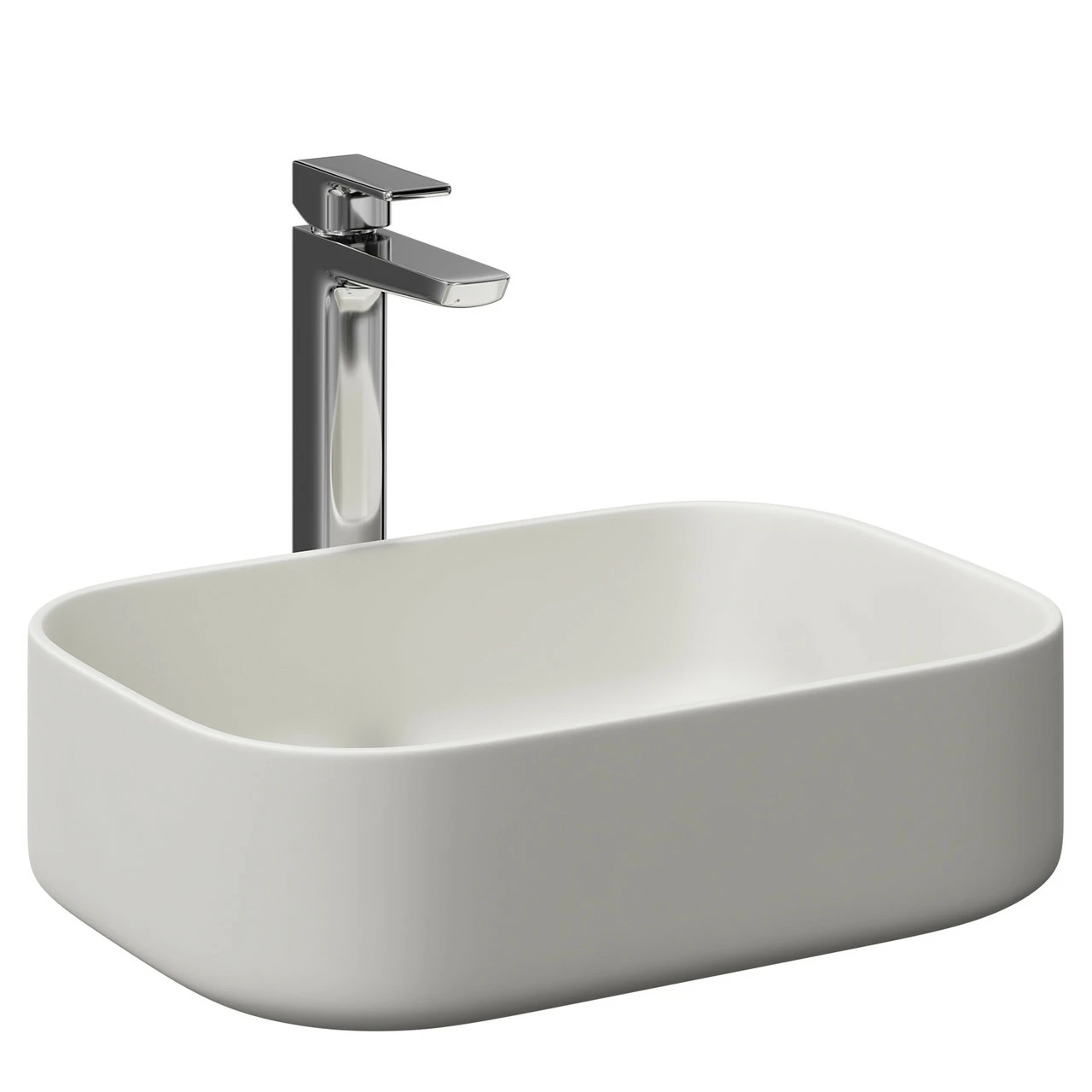 Amadora Matt White 455mm X 325mm Square Countertop Basin 5 Amadora Matt White 455mm X 325mm Square Countertop Basin - Image 3