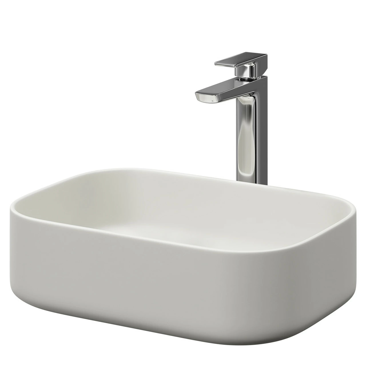 Amadora Matt White 455mm X 325mm Square Countertop Basin 3 Amadora Matt White 455mm X 325mm Square Countertop Basin