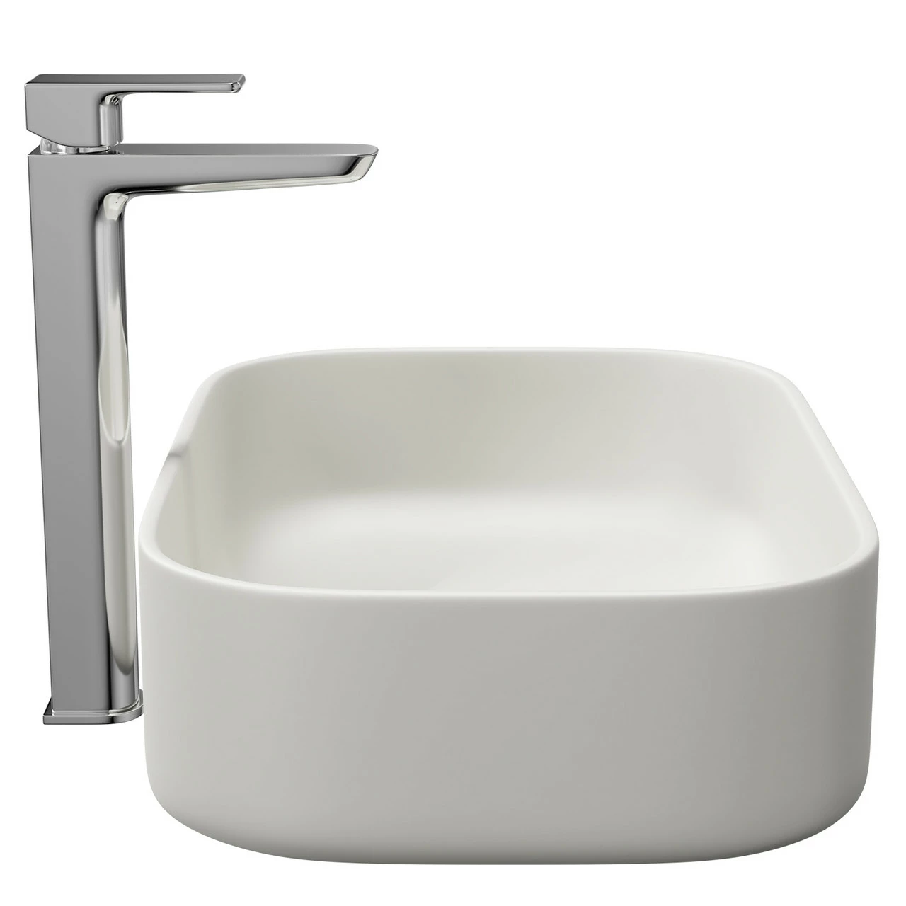 Amadora Matt White 455mm X 325mm Square Countertop Basin 6 Amadora Matt White 455mm X 325mm Square Countertop Basin - Image 4