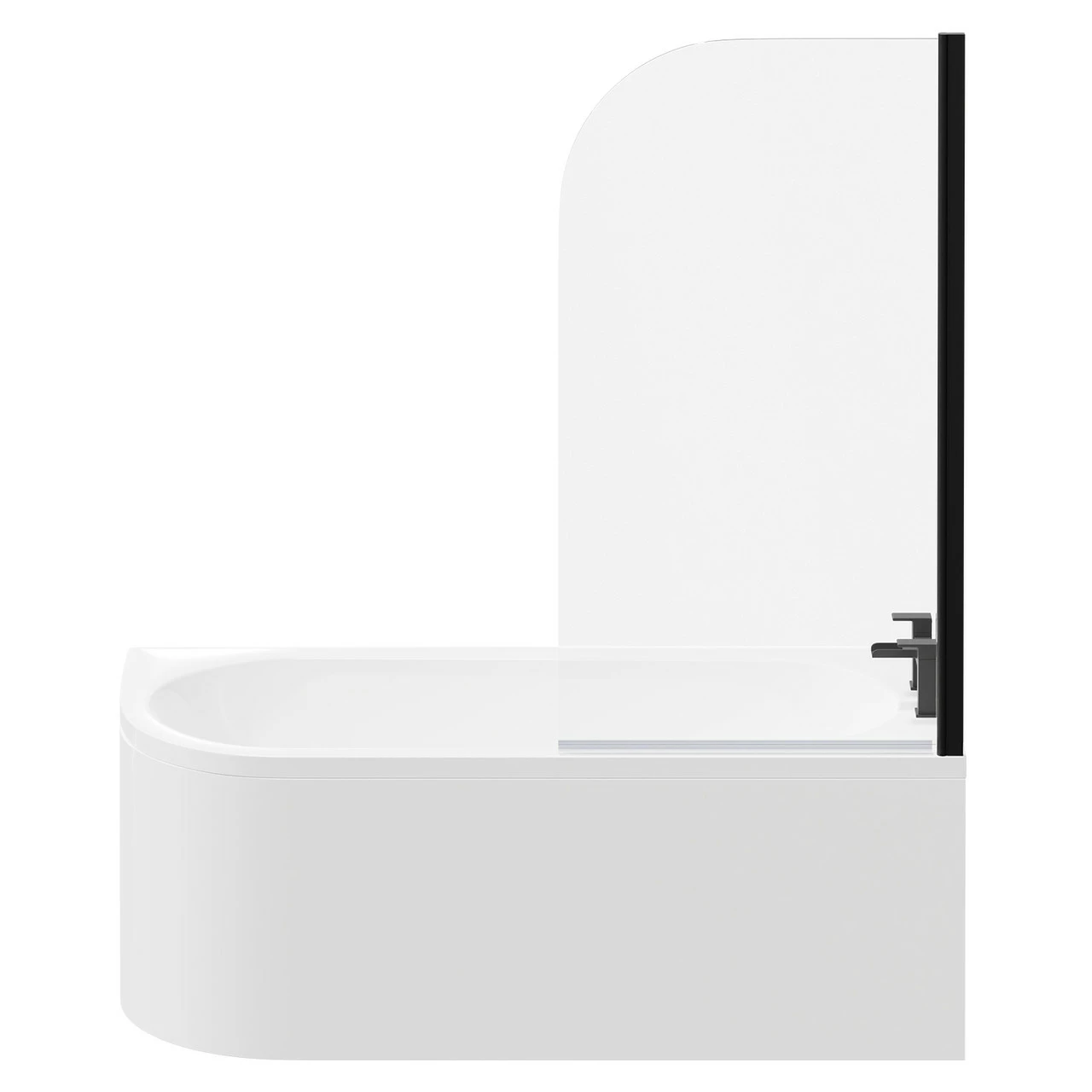 Arc 1700mm X 750mm Right Hand Curved Shower Bath With Matt Black Bath Screen And White Acrylic Front Bath Panel 6 Arc 1700mm X 750mm Right Hand Curved Shower Bath With Matt Black Bath Screen And White Acrylic Front Bath Panel - Image 4
