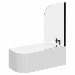 Arc 1700mm X 750mm Right Hand Curved Shower Bath With Matt Black Bath Screen And White Acrylic Front Bath Panel 10 Arc 1700mm X 750mm Right Hand Curved Shower Bath With Matt Black Bath Screen And White Acrylic Front Bath Panel -Bathroom Products Sales Store arc 1700mm x 750mm right hand curved shower bath with matt black bath screen and white acrylic front bath panel left 72430.1667579165