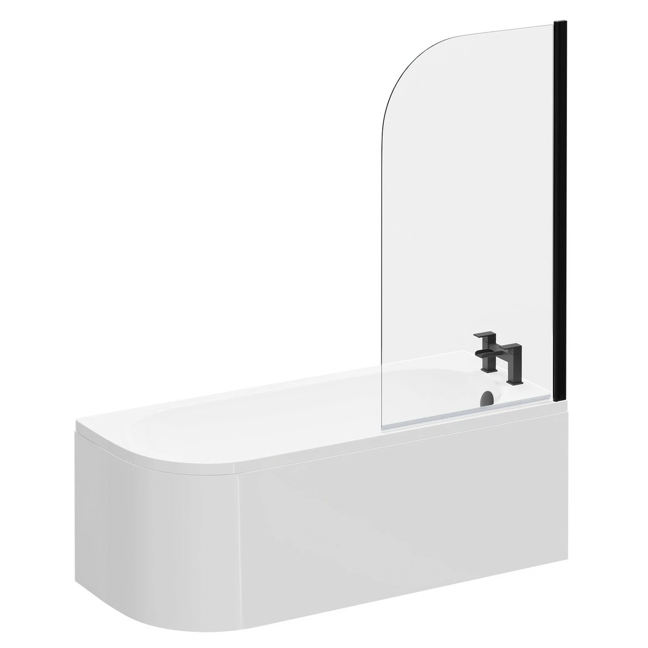 Arc 1700mm X 750mm Right Hand Curved Shower Bath With Matt Black Bath Screen And White Acrylic Front Bath Panel 5 Arc 1700mm X 750mm Right Hand Curved Shower Bath With Matt Black Bath Screen And White Acrylic Front Bath Panel - Image 3