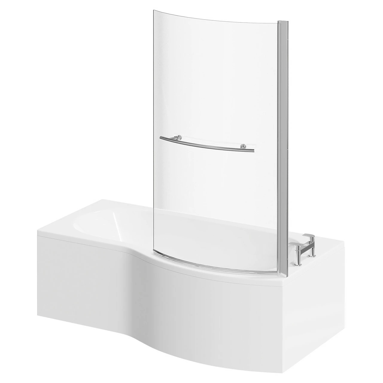 Bayou 1700mm Right Hand B Shaped Shower Bath With Towel Rail Bath Screen And Front Bath Panel 4 Bayou 1700mm Right Hand B Shaped Shower Bath With Towel Rail Bath Screen And Front Bath Panel - Image 2