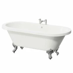 Windsor. Brescia 1780mm X 825mm Double Ended Freestanding Roll Top Bath With Chrome Claw Feet