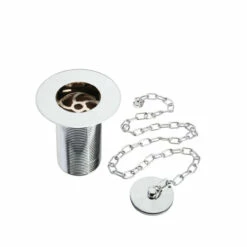 Bristan Chrome Unslotted Belfast Sink Waste With Solid Brass Plug And Chain - W-SNK6-C