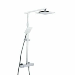Bristan Quadrato Chrome Thermostatic Bar Shower Mixer With Rigid Riser Kit And Fast Fit Connections - QD-SHXDIVFF-C