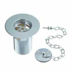 Bristan Traditional Chrome Slotted Belfast Sink Waste With Solid Brass Plug And Chain - W-SNK5-C
