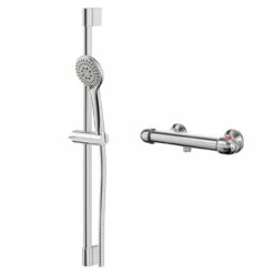 Bullet Polished Chrome Thermostatic Bar Valve Mixer Shower With Avon Shower Slide Rail Kit