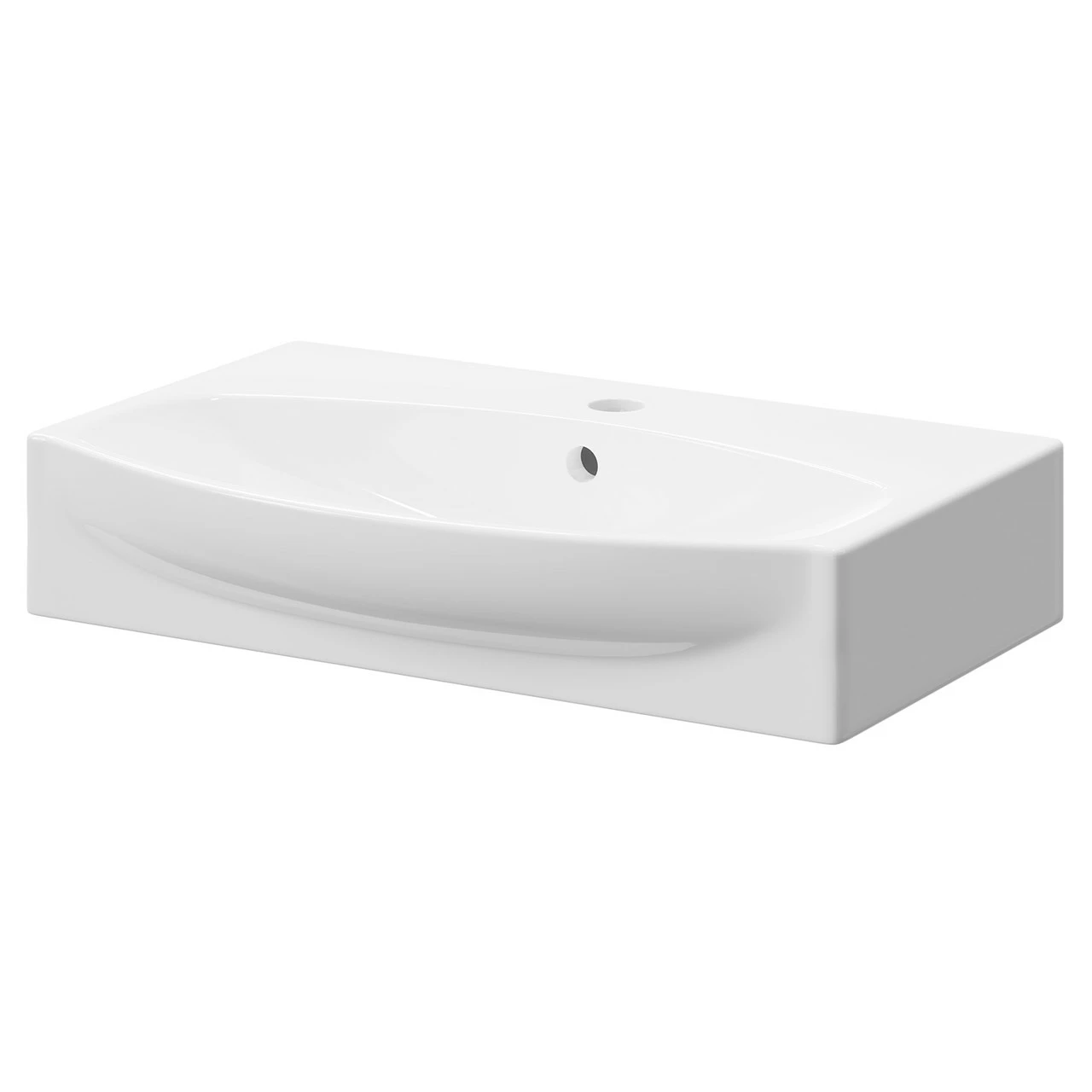 Cambra 600mm X 400mm Rectangular Wall Hung Basin With 1 Tap Hole
