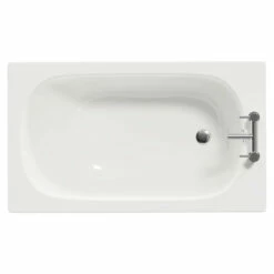 Cassia 1200mm X 700mm Straight Single Ended Steel Bath With 2 Tap Holes Including Legs