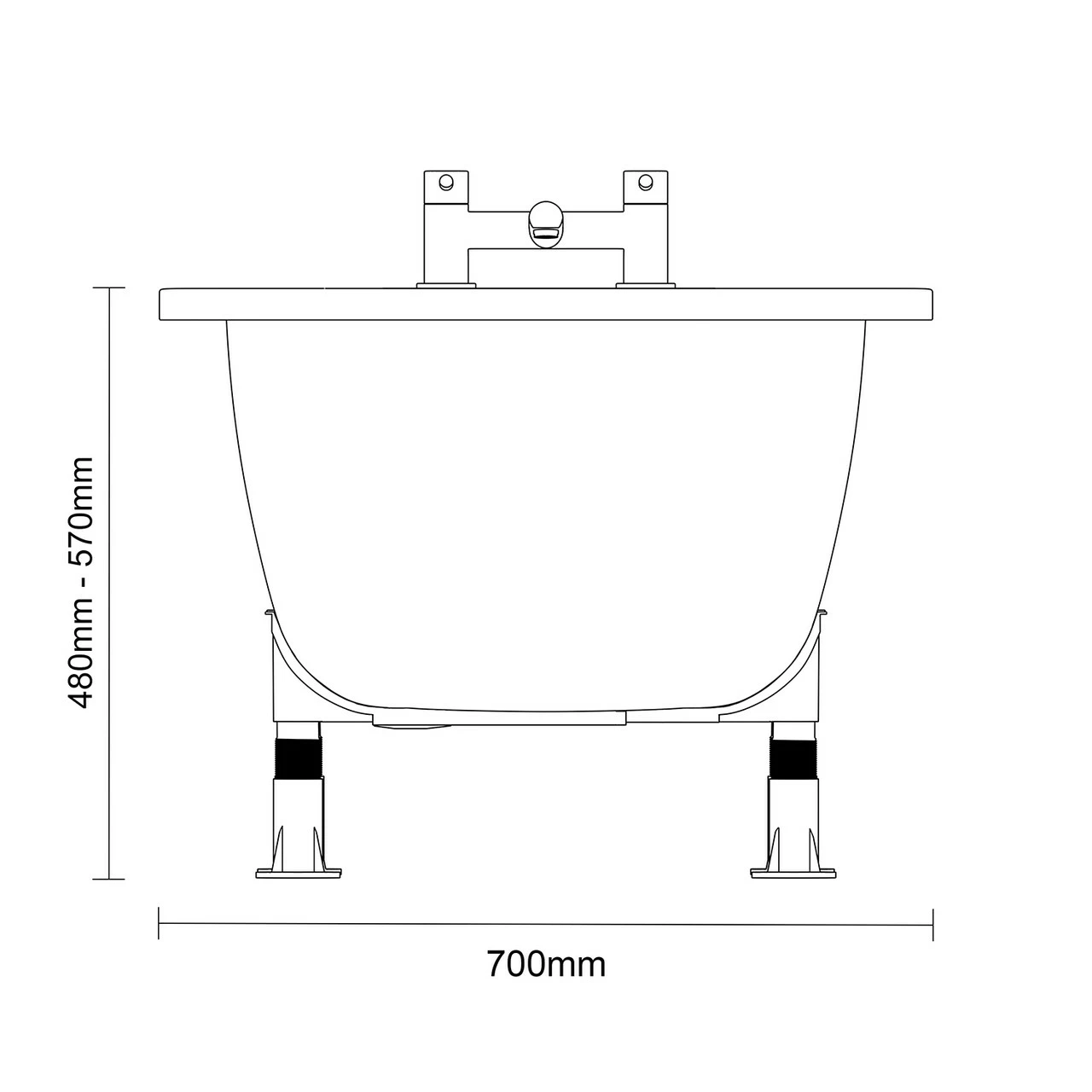Cassia 1700mm X 700mm Anti Slip Straight Single Ended Steel Bath With Chrome Grips And 2 Tap Holes Including Legs 8 Cassia 1700mm X 700mm Anti Slip Straight Single Ended Steel Bath With Chrome Grips And 2 Tap Holes Including Legs - Image 6