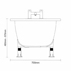 Cassia 1700mm X 700mm Anti Slip Straight Single Ended Steel Bath With Matt Black Grips And 2 Tap Holes Including Legs 13 Cassia 1700mm X 700mm Anti Slip Straight Single Ended Steel Bath With Matt Black Grips And 2 Tap Holes Including Legs -Bathroom Products Sales Store cassia 1700mm x 700mm anti slip straight single ended steel bath with matt black grips and 2 tap holes including legs line side 47533.1688112162