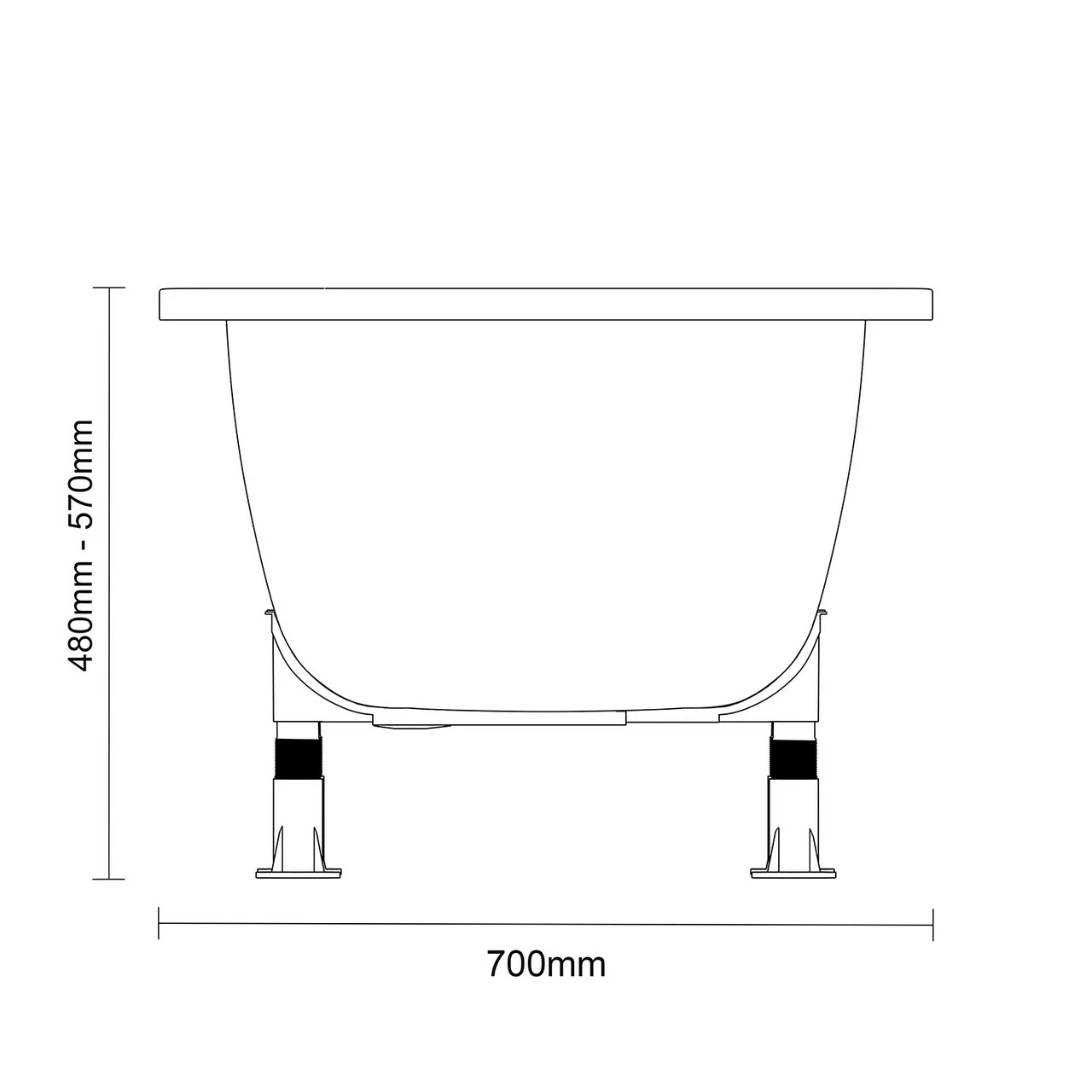 Cassia 1700mm X 700mm Straight Single Ended Steel Bath With Without Tap Holes Including Legs 8 Cassia 1700mm X 700mm Straight Single Ended Steel Bath With Without Tap Holes Including Legs - Image 6