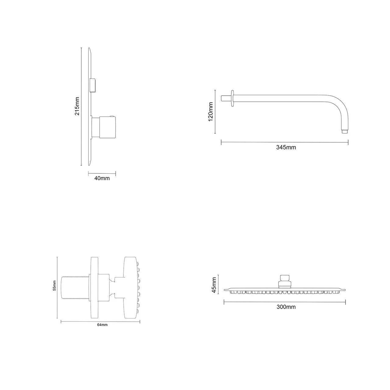 Circo Polished Chrome Concealed Push Button Twin Thermostatic Shower Valve With Round Fixed Shower Head And Body Jets - 2 Outlet - Image 6