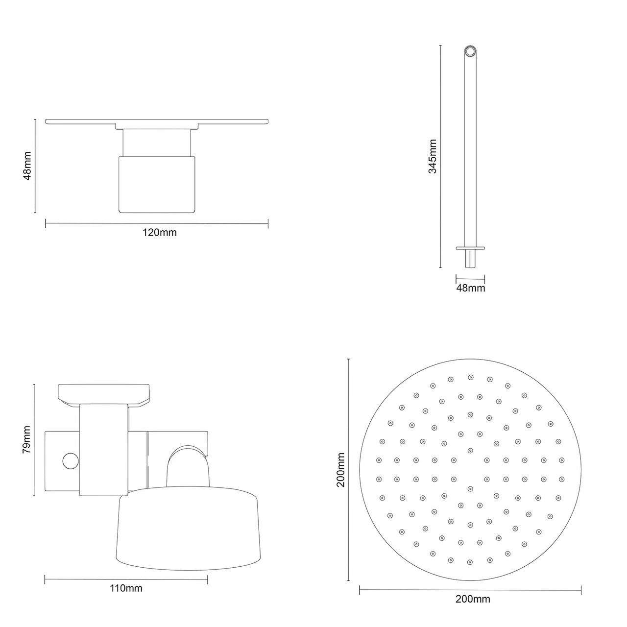 Windsor. Circo Polished Chrome Triple Thermostatic Valve Mixer Shower With Round Fixed Head And Tyne Shower Slide Rail Kit - 2 Outlet 7 Windsor. Circo Polished Chrome Triple Thermostatic Valve Mixer Shower With Round Fixed Head And Tyne Shower Slide Rail Kit - 2 Outlet - Image 5