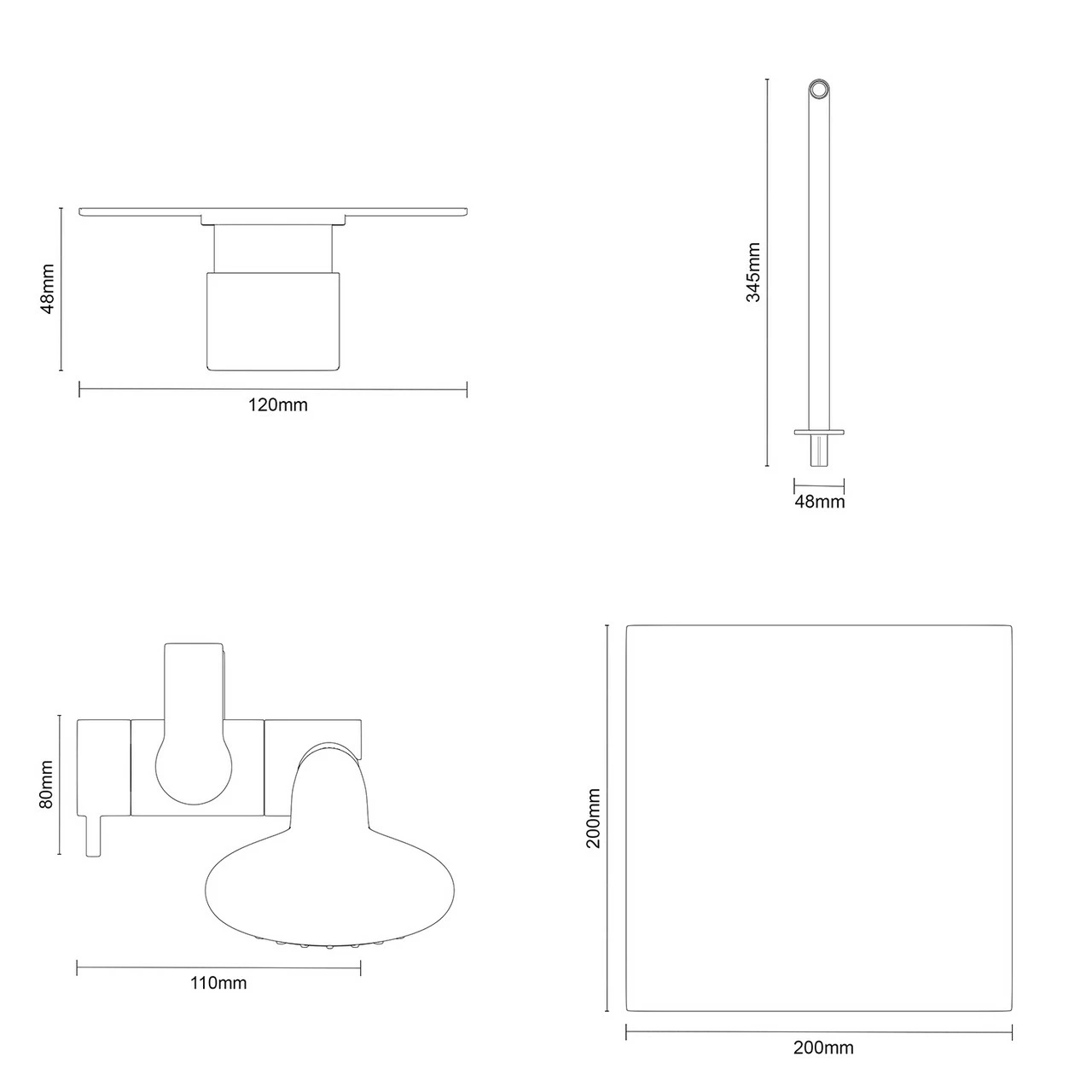 Circo Polished Chrome Triple Thermostatic Valve Mixer Shower With Square Fixed Head And Avon Shower Slide Rail Kit - 2 Outlet 7 Circo Polished Chrome Triple Thermostatic Valve Mixer Shower With Square Fixed Head And Avon Shower Slide Rail Kit - 2 Outlet - Image 5