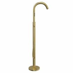 Colore Round Brushed Brass Freestanding Bath Shower Mixer Tap -Bathroom Products Sales Store colore brushed brass freestanding bath shower mixer tap side 58865.1675266273