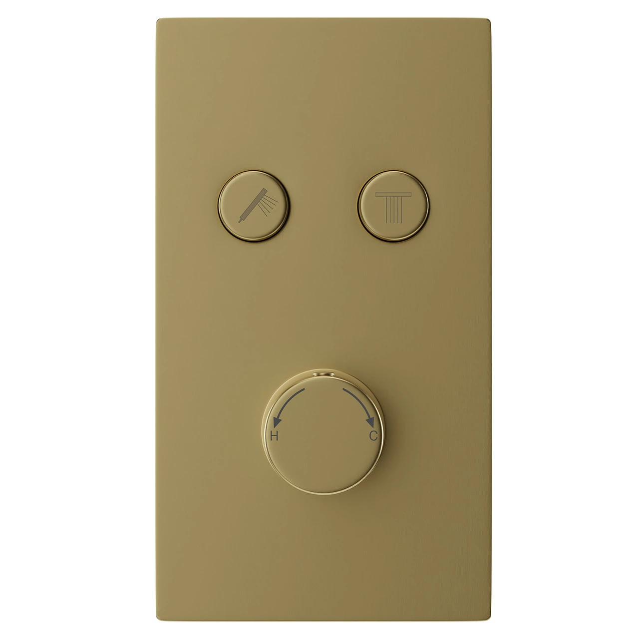 Colore Round Brushed Brass Concealed Push Button Shower Valve - 2 Outlet 4 Colore Round Brushed Brass Concealed Push Button Shower Valve - 2 Outlet - Image 2