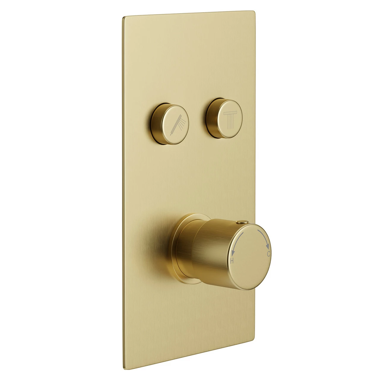 Colore Round Brushed Brass Concealed Push Button Shower Valve - 2 Outlet 5 Colore Round Brushed Brass Concealed Push Button Shower Valve - 2 Outlet - Image 3