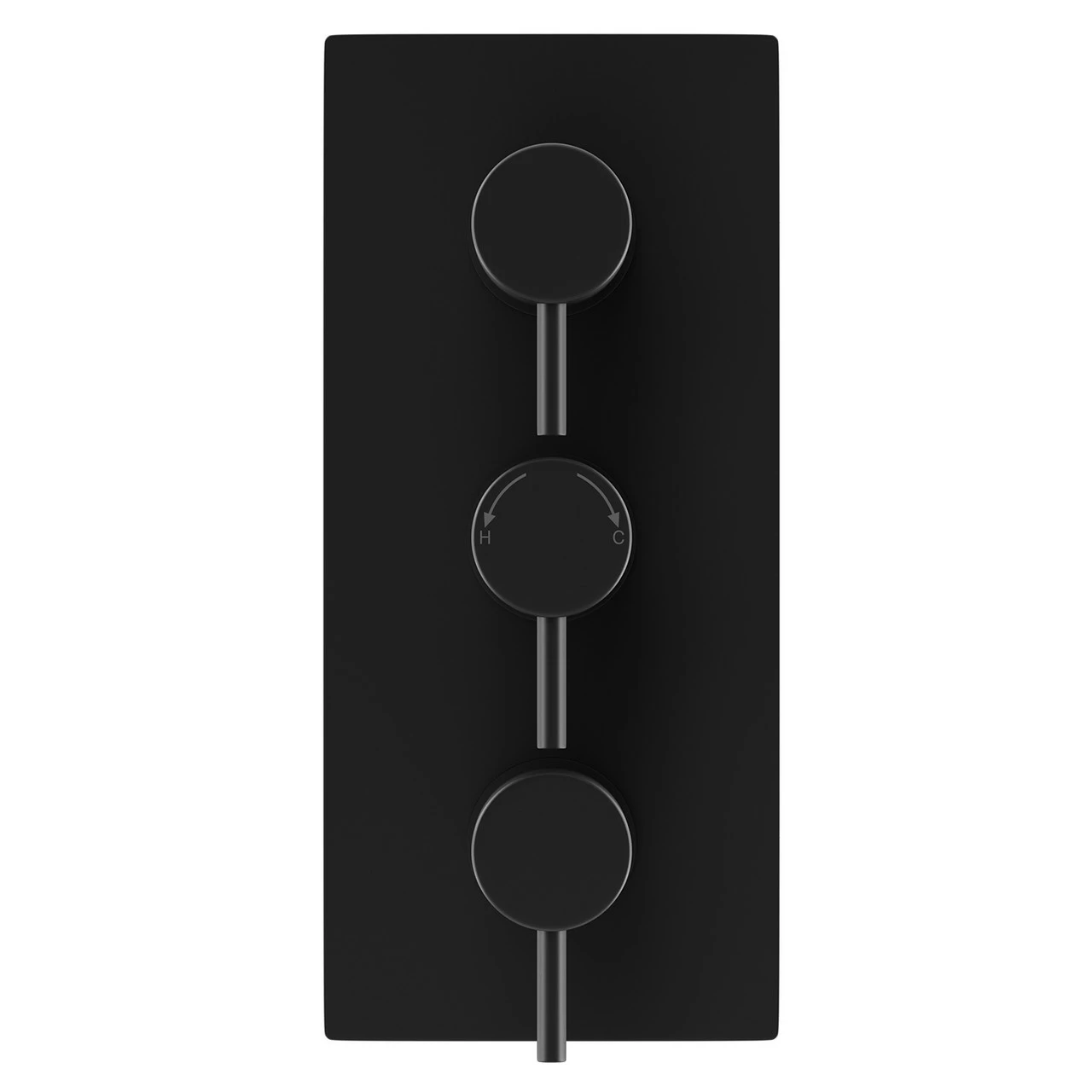 Colore Round Matt Black Concealed Triple Thermostatic Shower Valve - 2 Outlet 4 Colore Round Matt Black Concealed Triple Thermostatic Shower Valve - 2 Outlet - Image 2