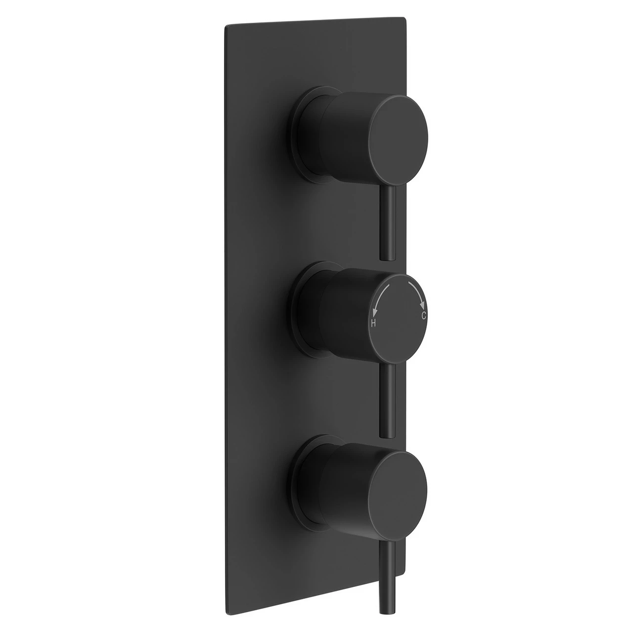 Colore Round Matt Black Concealed Triple Thermostatic Shower Valve - 2 Outlet 5 Colore Round Matt Black Concealed Triple Thermostatic Shower Valve - 2 Outlet - Image 3