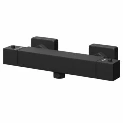Colore Matt Black Square Thermostatic Bar Shower Valve