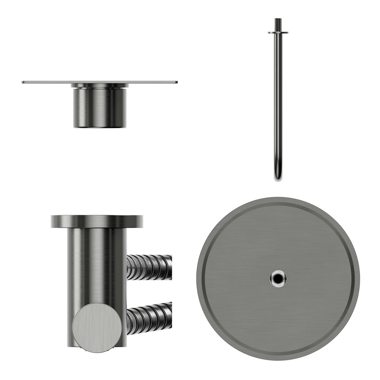 Colore Round Gunmetal Grey Concealed Triple Thermostatic Valve Mixer Shower Including 200mm Fixed Shower Head With Wall Arm And Shower Outlet Holder With Kit - 2 Outlet - Image 5