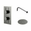 Colore Round Gunmetal Grey Concealed Twin Thermostatic Valve Mixer Shower Including 300mm Fixed Shower Head And Wall Arm - 1 Outlet 2 Colore Round Gunmetal Grey Concealed Twin Thermostatic Valve Mixer Shower Including 300mm Fixed Shower Head And Wall Arm - 1 Outlet -Bathroom Products Sales Store colore round gunmetal grey concealed twin thermostatic valve mixer shower including 300mm fixed shower head and wall arm right 74863.1672833236