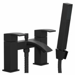Colore Square Matt Black Bath Shower Mixer Tap With Shower Kit -Bathroom Products Sales Store colore square matt black bath shower mixer tap with shower kit left 26436.1652444514