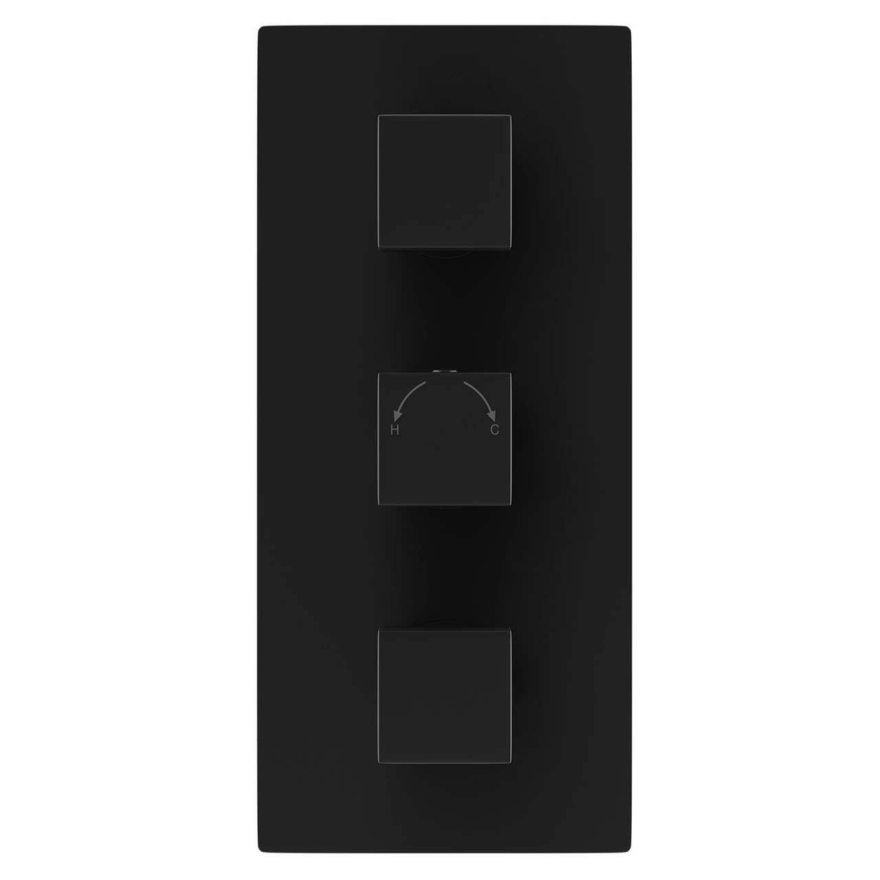 Colore Square Matt Black Concealed Square Triple Thermostatic Shower Valve - 2 Outlet 3 Colore Square Matt Black Concealed Square Triple Thermostatic Shower Valve - 2 Outlet - Image 2