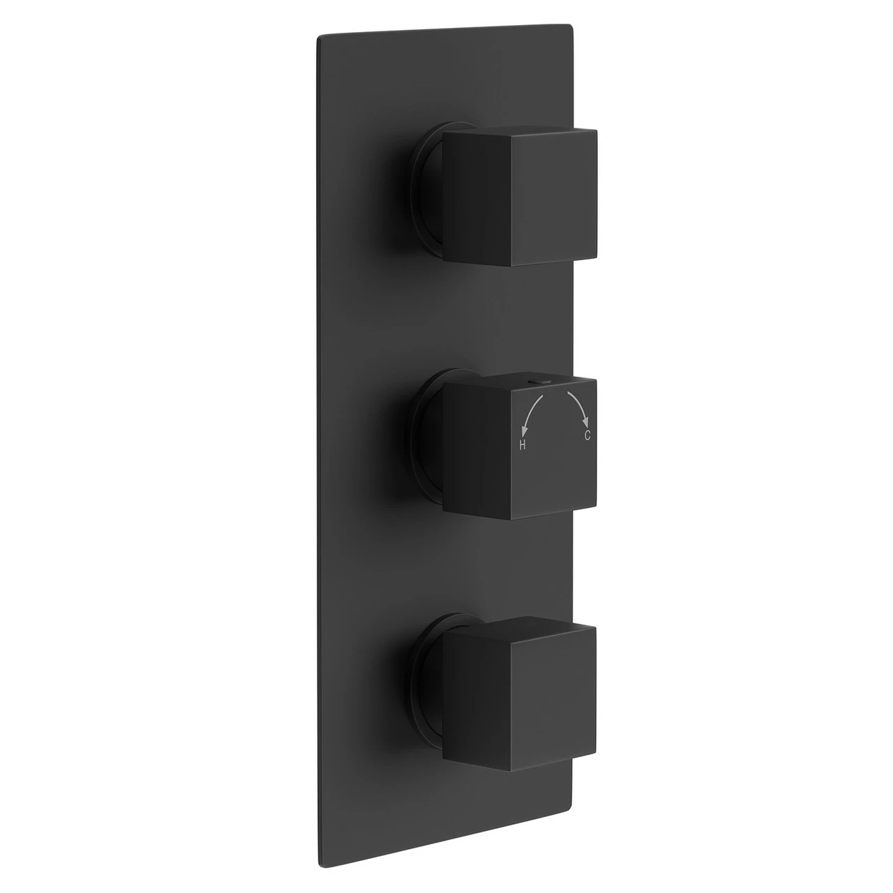 Colore Square Matt Black Concealed Square Triple Thermostatic Shower Valve - 2 Outlet 4 Colore Square Matt Black Concealed Square Triple Thermostatic Shower Valve - 2 Outlet - Image 3