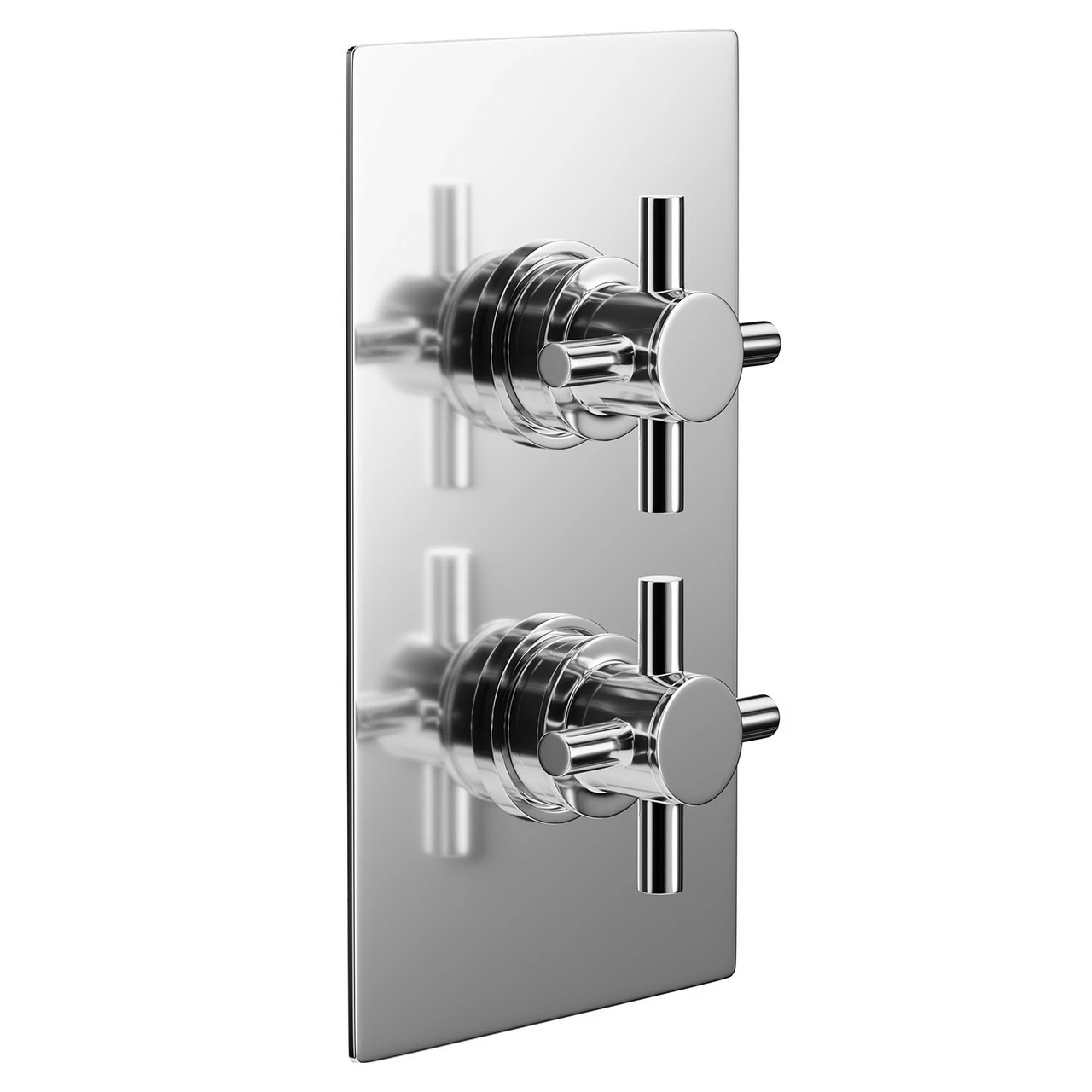 Cross Polished Chrome Concealed Twin Thermostatic Shower Valve - 1 Outlet 5 Cross Polished Chrome Concealed Twin Thermostatic Shower Valve - 1 Outlet - Image 3