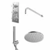 Cross Polished Chrome Triple Thermostatic Valve Mixer Shower With Round Fixed Head And Round Handset Outlet Holder - 2 Outlet -Bathroom Products Sales Store cross polished chrome triple thermostatic valve mixer shower with round fixed head and round handset outlet holder right 07341.1676464775