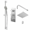 Cross Polished Chrome Triple Thermostatic Valve Mixer Shower With Square Fixed Head And Avon Shower Slide Rail Kit - 2 Outlet -Bathroom Products Sales Store cross polished chrome triple thermostatic valve mixer shower with square fixed head and avon shower slide rail kit right 72236.1652445375