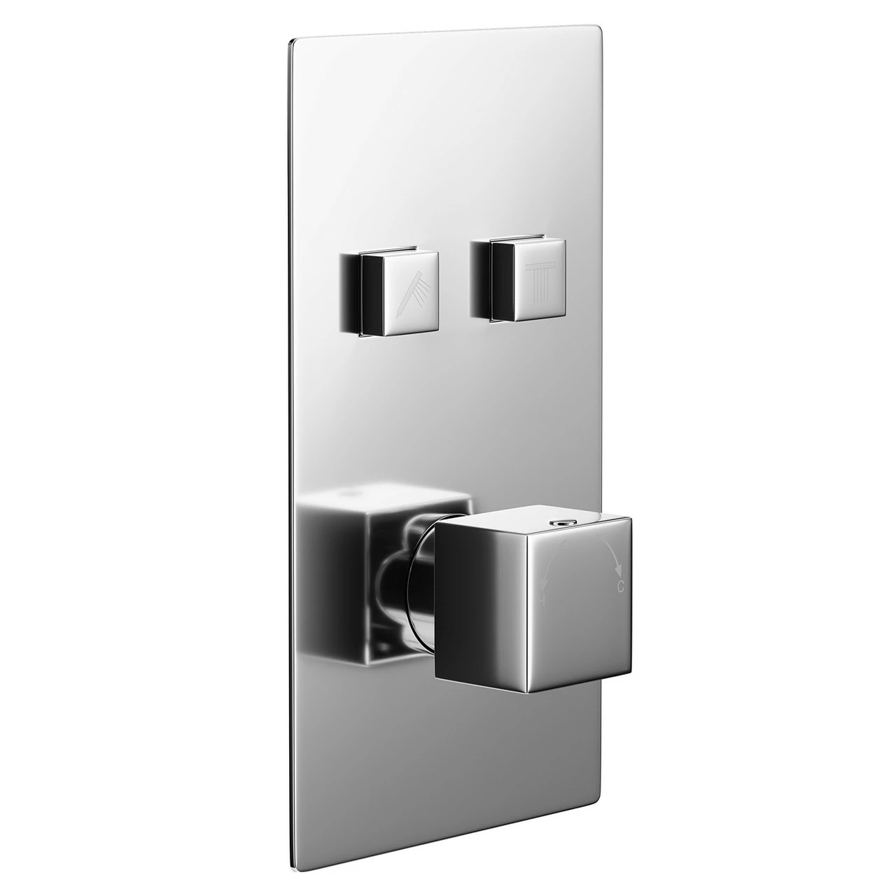 Cubix Polished Chrome Concealed Push Button Twin Shower Valve - 2 Outlet 5 Cubix Polished Chrome Concealed Push Button Twin Shower Valve - 2 Outlet - Image 3