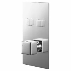 Cubix Polished Chrome Concealed Push Button Twin Shower Valve - 2 Outlet