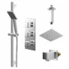 Cubix Polished Chrome Triple Thermostatic Shower Valve And 300mm Thin Square Fixed Head With Ceiling Arm And Severn Shower Slide Rail Kit With Square Elbow - 2 Outlet 1 Cubix Polished Chrome Triple Thermostatic Shower Valve And 300mm Thin Square Fixed Head With Ceiling Arm And Severn Shower Slide Rail Kit With Square Elbow - 2 Outlet -Bathroom Products Sales Store cubix polished chrome triple thermostatic shower valve and 300mm thin square fixed head with ceiling arm and severn shower slide rail kit with square elbow right 58416.1678113877