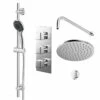 Cubix Polished Chrome Triple Thermostatic Valve Mixer Shower With Round Fixed Head And Clyde Shower Slide Rail Kit - 2 Outlet 1 Cubix Polished Chrome Triple Thermostatic Valve Mixer Shower With Round Fixed Head And Clyde Shower Slide Rail Kit - 2 Outlet -Bathroom Products Sales Store cubix polished chrome triple thermostatic valve mixer shower with round fixed head and clyde shower slide rail kit right 53775.1652445389