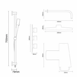 Cubix Polished Chrome Triple Thermostatic Valve Mixer Shower With Square Fixed Head And Tyne Shower Slide Rail Kit - 2 Outlet 13 Cubix Polished Chrome Triple Thermostatic Valve Mixer Shower With Square Fixed Head And Tyne Shower Slide Rail Kit - 2 Outlet -Bathroom Products Sales Store cubix polished chrome triple thermostatic valve mixer shower with square fixed head and tyne shower slide rail kit line side 29145.1652445383