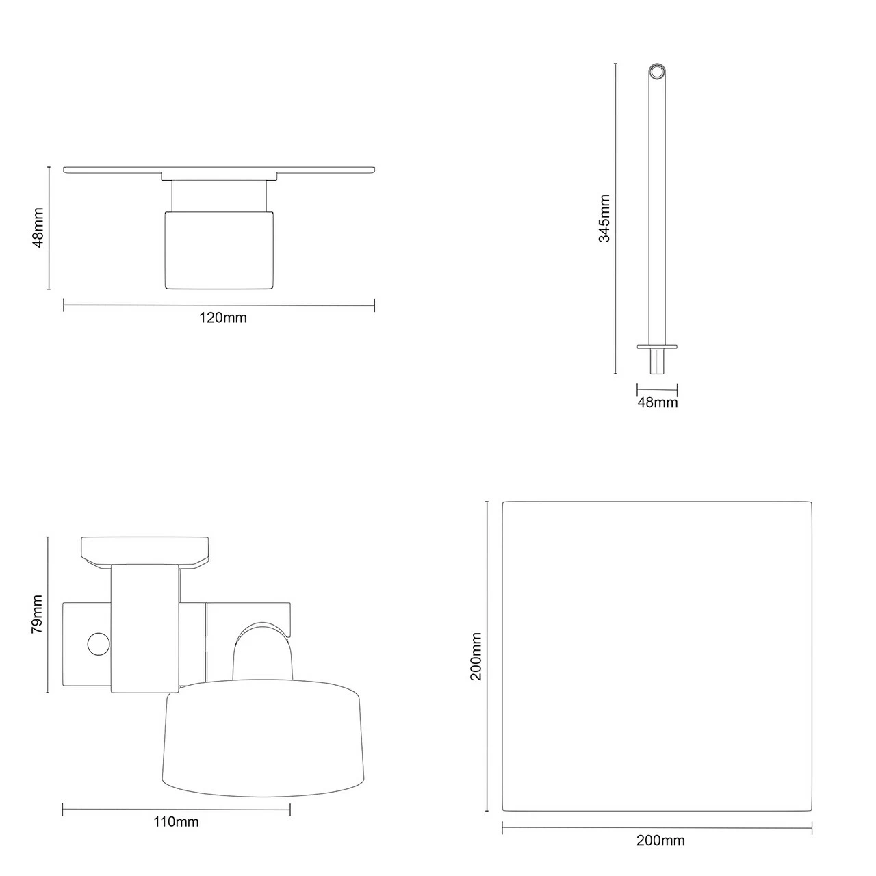 Cubix Polished Chrome Triple Thermostatic Valve Mixer Shower With Square Fixed Head And Tyne Shower Slide Rail Kit - 2 Outlet 7 Cubix Polished Chrome Triple Thermostatic Valve Mixer Shower With Square Fixed Head And Tyne Shower Slide Rail Kit - 2 Outlet - Image 5