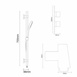 Cubix Polished Chrome Twin Thermostatic Valve Mixer Shower With Clyde Slide Rail Kit And Round Shower Elbow - 1 Outlet 13 Cubix Polished Chrome Twin Thermostatic Valve Mixer Shower With Clyde Slide Rail Kit And Round Shower Elbow - 1 Outlet -Bathroom Products Sales Store cubix polished chrome twin thermostatic valve mixer shower with clyde slide rail kit and round shower elbow line side 41814.1652445406
