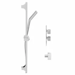 Cubix Polished Chrome Twin Thermostatic Valve Mixer Shower With Severn Slide Rail Kit And Square Shower Elbow - 1 Outlet -Bathroom Products Sales Store cubix polished chrome twin thermostatic valve mixer shower with severn slide rail kit and square shower elbow side 31815.1652445403