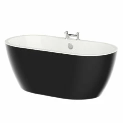 Florence Black 1650mm X 750mm Double Ended Freestanding Bath