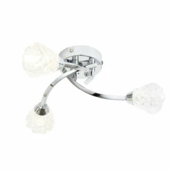 Forum Spa Volos Polished Chrome/Clear 360mm 3 Lamp Flush Ceiling Light - SPA-35782-CHR